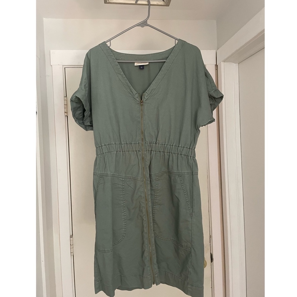 Universal Thread Short Sleeve Zip up Elastic Waist Dress Light Pink Medium